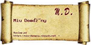 Miu Demény névjegykártya
